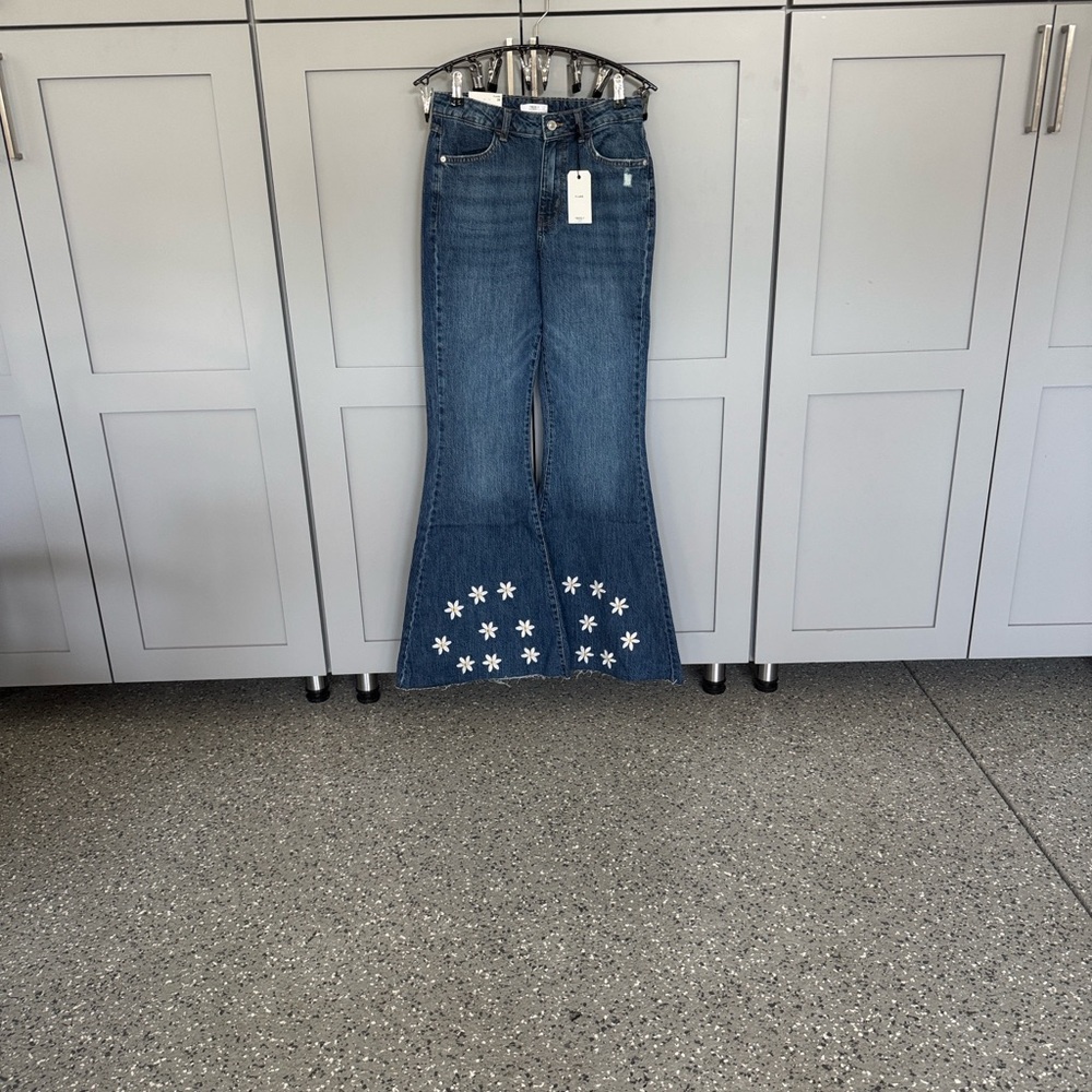 Forever 21 Blue Flare Jeans with White Star Accents
